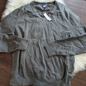NEW NWT Lands End Men's Supima Cotton Sweater L Large Grey Gray